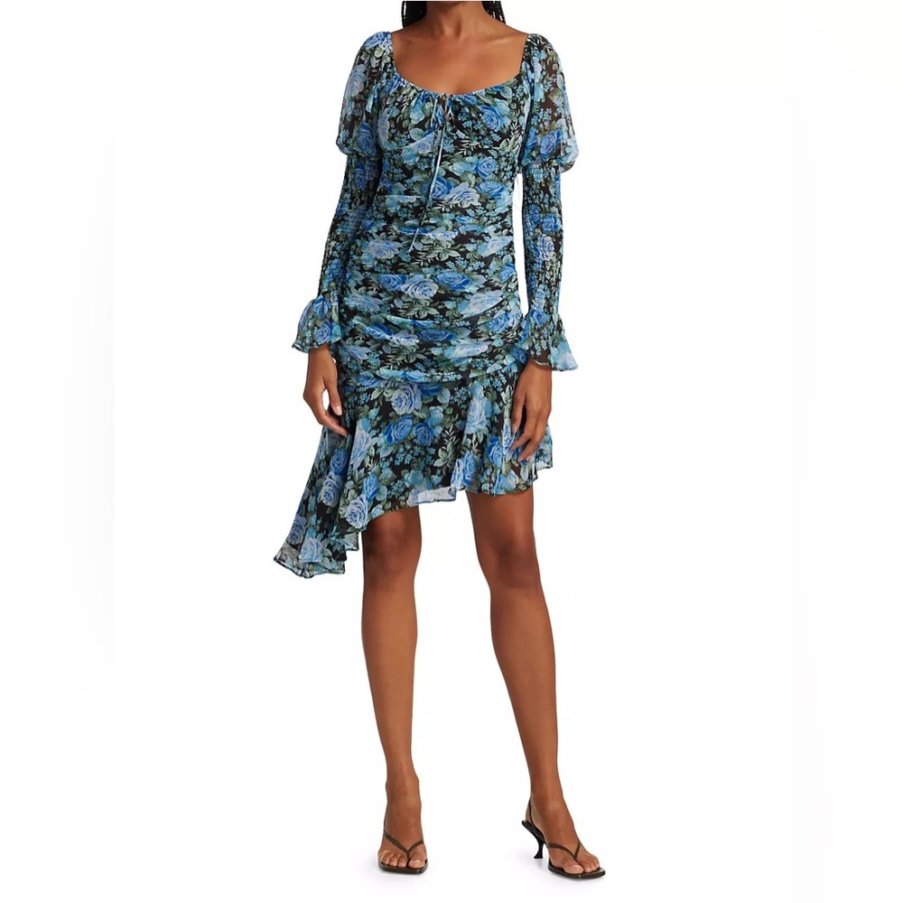 Wayf Rosie Ruched Long Sleeve Mini dress